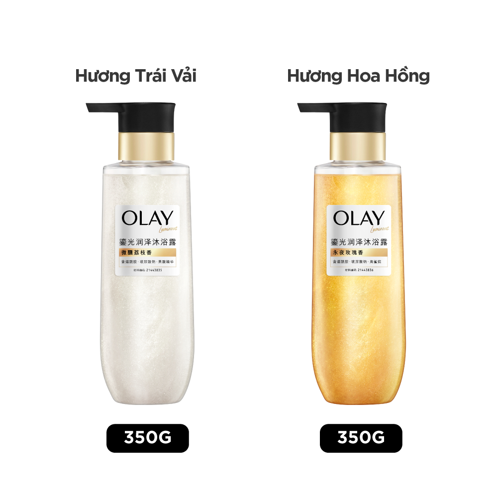 [MỚI] Sữa tắm Sáng Da Olay Luminous Hương Nước Hoa Cao Cấp: Hoa Hồng Dưỡng Ẩm & Trái Vải Mịn Da Chai 350G