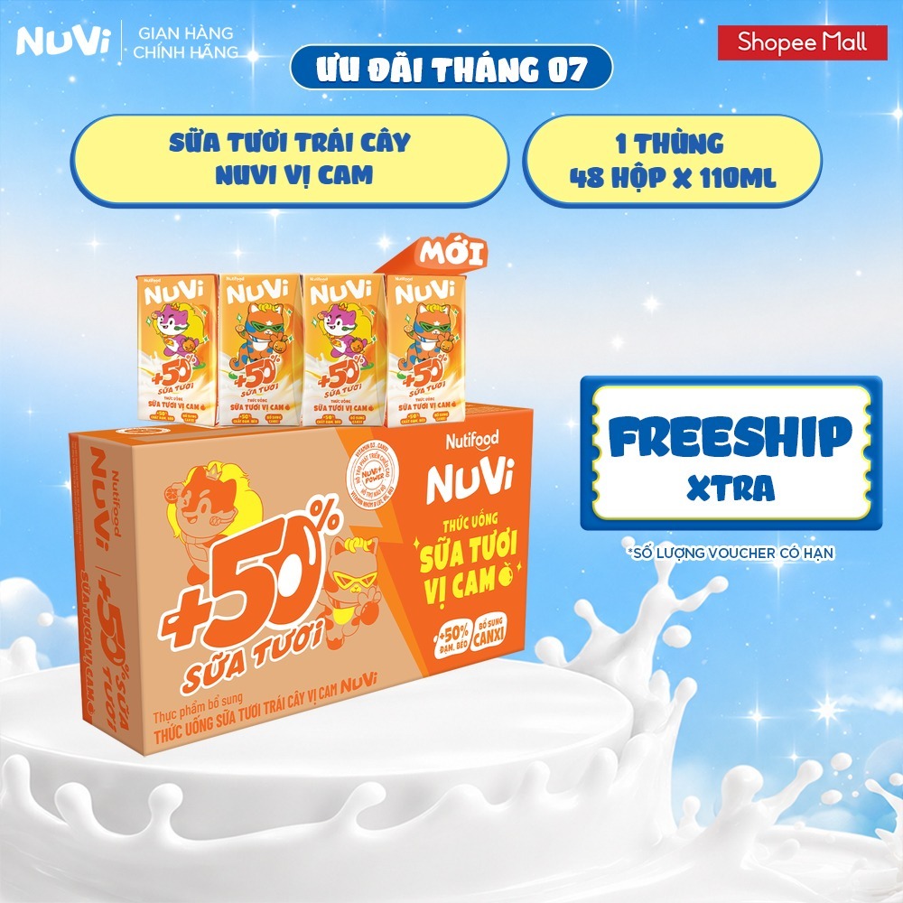 Thùng 48 Thức Uống Sữa Tươi Trái Cây 110ml