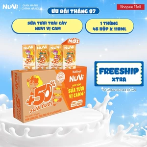 Thùng 48 Hộp Thức Uống Sữa Tươi Trái Cây NuVi Vị Cam 110ml