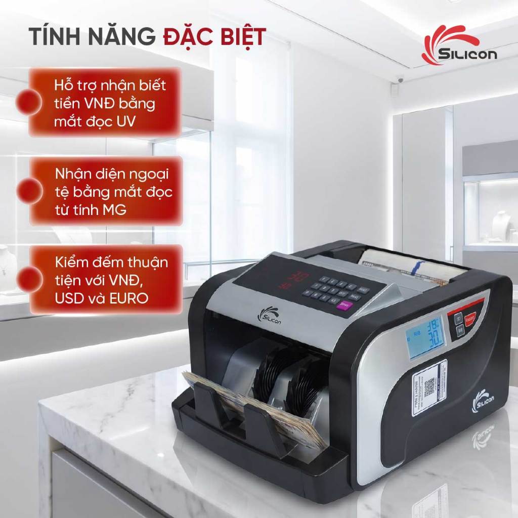 Máy đếm tiền Silicon MC-3600 chính hãng cao cấp phát hiện tiền giả, máy đếm tiền nhanh Nhập Khẩu