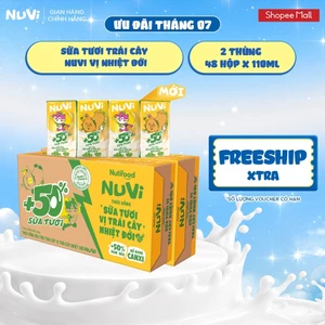 Combo 2 Thùng 48 Hộp Thức Uống Sữa Tươi Trái Cây NuVi Vị Trái Cây Nhiệt Đới 110ml