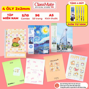 Combo 5/10 Tập Học Sinh Miền Nam Van Gogh Classmate A5 96 Trang 120gsm Vở 4 Ô Ly Vở 5 Ô Li 2x2mm 80gsm