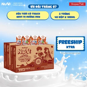 Combo 2 Thùng 48 Hộp Thức Uống Sữa Tươi Có Thạch NuVi Vị Đường Đen 100ml