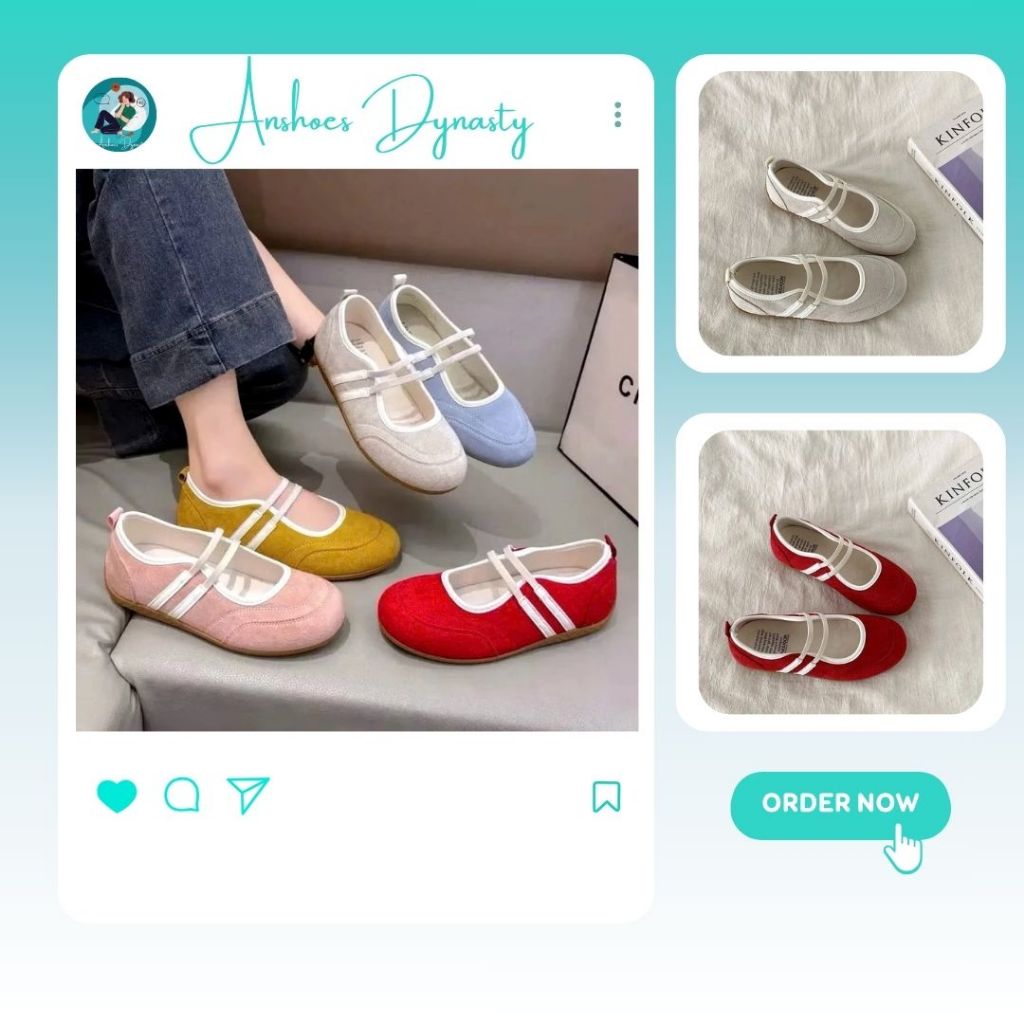 Giày Búp Bê Nữ, Giày Mary Jane Nữ Mũi Tròn Đế Thấp Phong Cách Hàn Quốc New Hot N38 || AnshoesDynasty