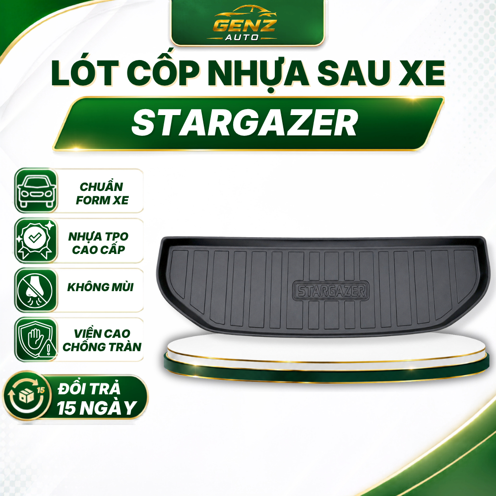 Lót cốp Hyundai Stargazer 2022 - Nay - Nhựa dẻo TPO Không mùi, Chuẩn khít form xe, Chống thấm nước, dễ vệ sinh