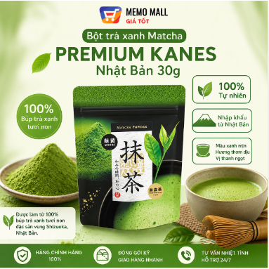 DATE T10/2026 Bột trà xanh Matcha Premium Kanes 30g