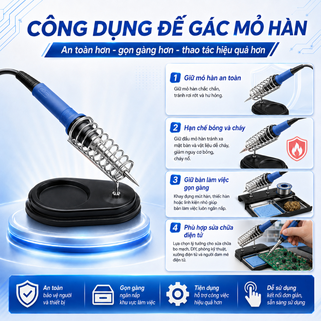 Đế gác mỏ hàn, giá đỡ tay hàn lò xo chịu nhiệt tốt, tiện lợi chắc chắn đảm bảo chất lượng ilinhkien.