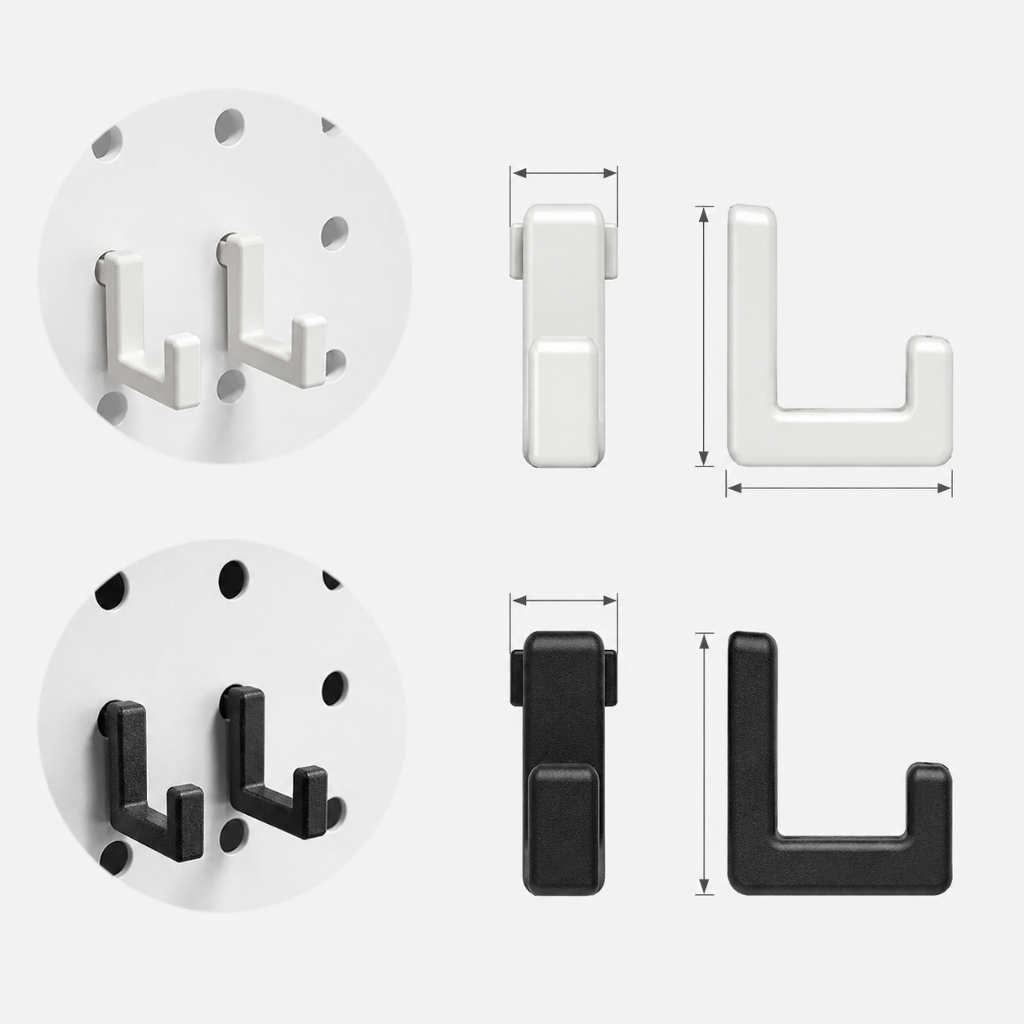 Bộ 5  Móc Treo Pegboard Lỗ Tròn 25mm – 25mm  6mm Nhiều Mẫu Phụ Kiện Bảng Lỗ Chân Tròn