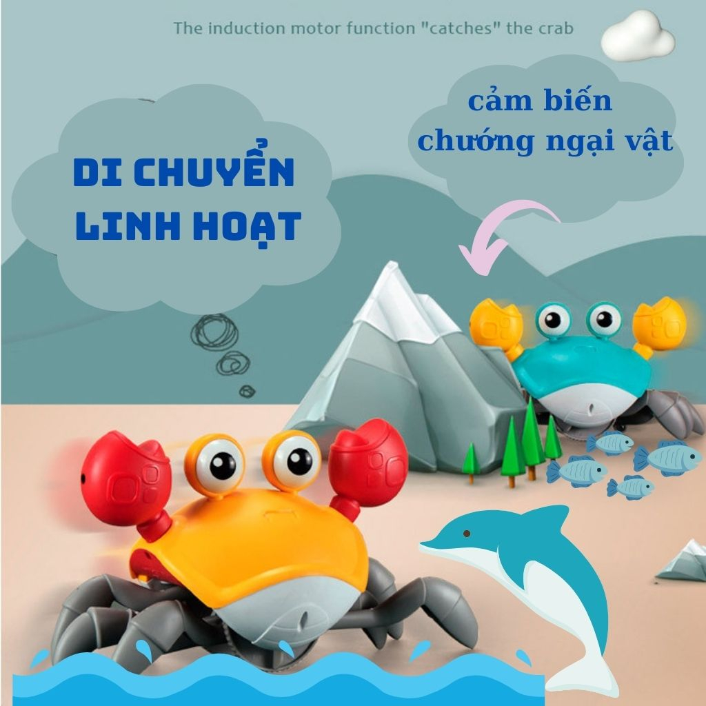 Đồ Chơi Cua Cảm Biến Con Cua Cảm Ứng Thông Minh Vui Nhộn Tránh Va Chạm Có Nhạc Và Đèn Tự Động - Đồ Chơi Cho Bé PUKAPI