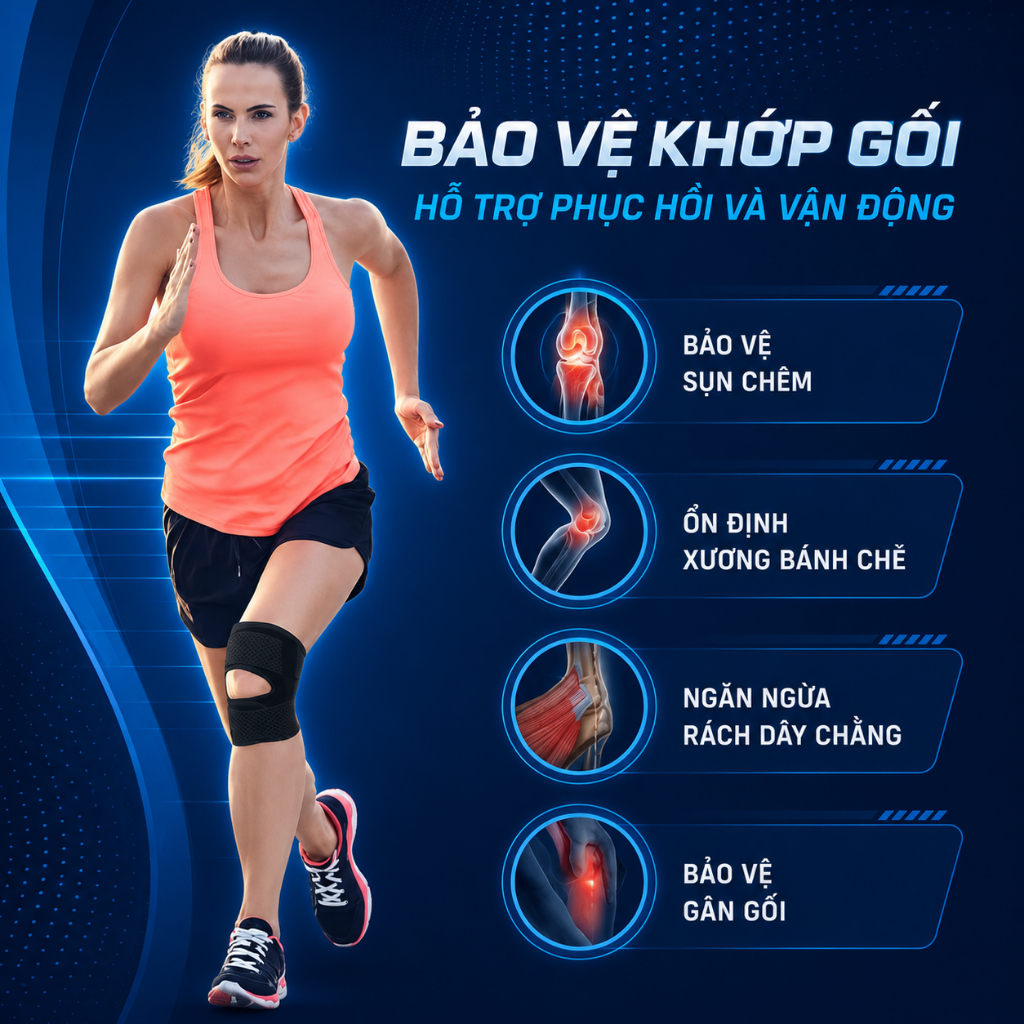 BĂNG BẢO VỆ ĐẦU GỐI AOLIKES 7901 giúp giảm đau khớp gối, đai bảo vệ khớp gối khi chơi thể thao
