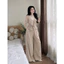 Set Áo Babydoll Cổ V Viền Bèo Phối Quần Suông Ống Rộng Set Đồ Nữ Đơn Giản Dễ Thương Đi Chơi Dạo Phố