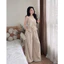 Set Áo Babydoll Cổ V Viền Bèo Phối Quần Suông Ống Rộng Set Đồ Nữ Đơn Giản Dễ Thương Đi Chơi Dạo Phố