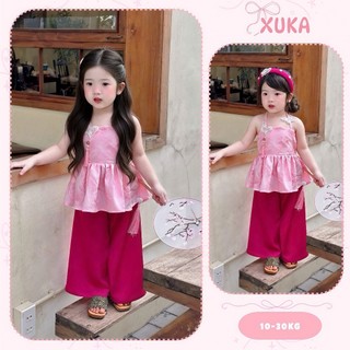 Set bộ bé gái, bộ áo yếm 2 dây buộc cổ kèm quần dài (10-30kg) TẶNG BỜM siêu xinh XUKA BABY - M13