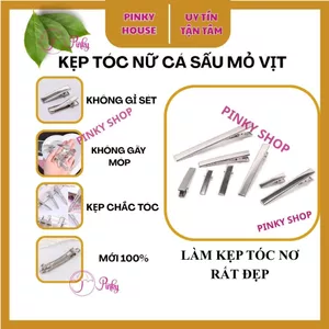 Kẹp Tóc Cá Sấu Mỏ Vịt Kim Loại To Nhỏ Trơn Màu Bạc | Phôi Kẹp Tóc Handmade Kẹp Tóc Mái Bấm Mini Làm Nơ Resin DIY nữ Y2K