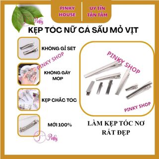 Kẹp Tóc Cá Sấu Mỏ Vịt Kim Loại To Nhỏ Trơn Màu Bạc | Phôi Kẹp Tóc Handmade Kẹp Tóc Mái Bấm Mini Làm Nơ Resin DIY nữ Y2K
