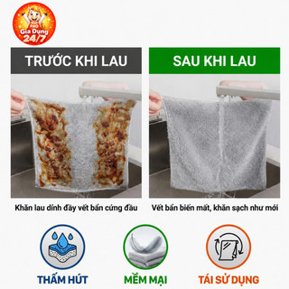 Set 50 Khăn Lau Đa Năng Sợi Than Tre Siêu Thấm Kháng Khuẩn - Không Xơ Vải 25x25cm