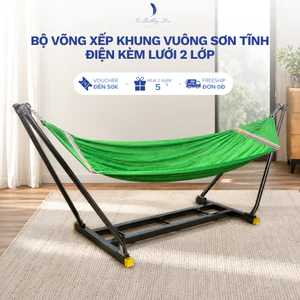 Võng nằm cao cấp khung sơn tĩnh điện, võng xếp gấp gọn nằm thư giãn kèm lưới 2 lớp chịu lực