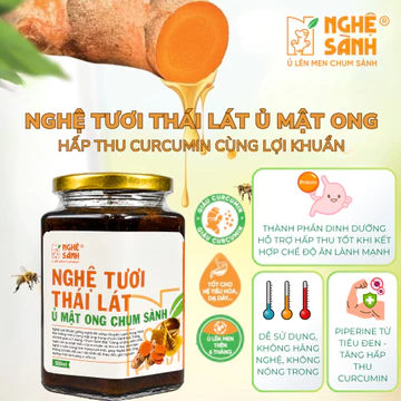 Nghệ tươi thái lát ủ mật ong chum sành Nghệ Sành giàu curcumin từ nghệ, không hăng, vị ngọt dịu dễ uống Hũ 500ml