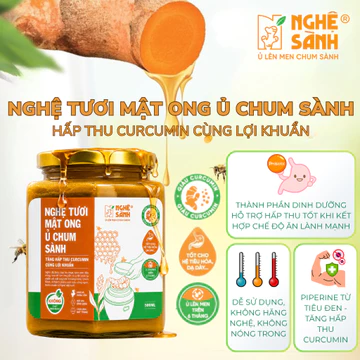 Nghệ tươi mật ong ủ chum sành Nghệ Sành giàu hoạt chất curcumin từ nghệ, không hăng, vị ngọt dịu dễ uống Hũ 280ml/500ml