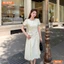 Đầm thiết kế BEMINE cổ tròn in bi dáng chữ A phù hợp đi làm-B528