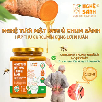 Nghệ tươi mật ong ủ chum sành Nghệ Sành giàu Curcumin trong nghệ là hoạt chất tốt cho người bị xương khớp hũ 500ml