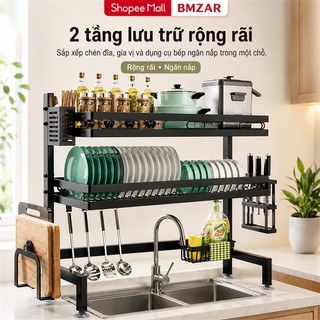 BMZAR Kệ đựng bát đĩa Trên Bồn Rửa Bát Cao Cấp Kệ để bát đĩa Trên Bồn Rửa 55-125cm Kệ để bát inox 304