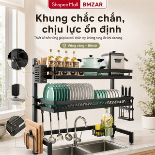 BMZAR Kệ đựng bát đĩa Trên Bồn Rửa Bát Cao Cấp Kệ để bát đĩa Trên Bồn Rửa 55-125cm Kệ để bát inox 304