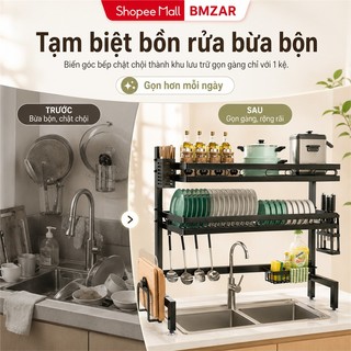 BMZAR Kệ đựng bát đĩa Trên Bồn Rửa Bát Cao Cấp Kệ để bát đĩa Trên Bồn Rửa 55-125cm Kệ để bát inox 304