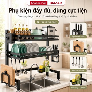 BMZAR Kệ đựng bát đĩa Trên Bồn Rửa Bát Cao Cấp Kệ để bát đĩa Trên Bồn Rửa 55-125cm Kệ để bát inox 304
