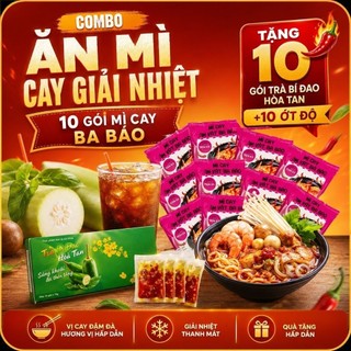 [Combo Giải Nhiệt] Combo 10 Mì Cay Tặng 10 Gói Trà Bí Đao Kèm Ớt Độ