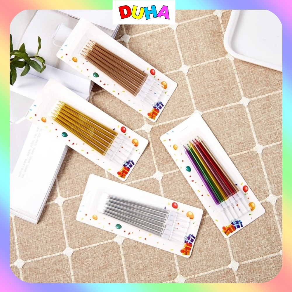 Combo 100 Vỉ Nến Dài Hình Bút Chì Nhiều Màu Trang Trí Bánh Sinh Nhật, Phụ Kiện Bánh Kem Sinh Nhật DUHA 023