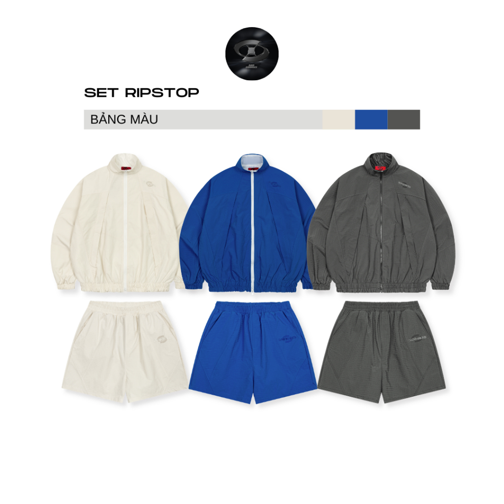 Bad Choices | Set Áo khoác dù cổ đứng boxy và Quần short dù RIPSTOP