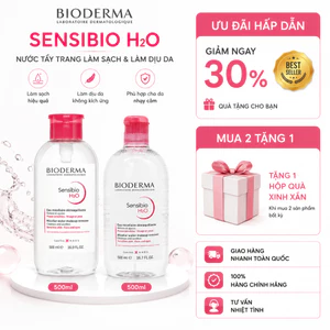 Bioderma Hồng Sensibio H2O 500ml Tẩy Trang Micellar Dịu Nhẹ Cho Da Nhạy Cảm, Chọn Nắp Thường/Pump