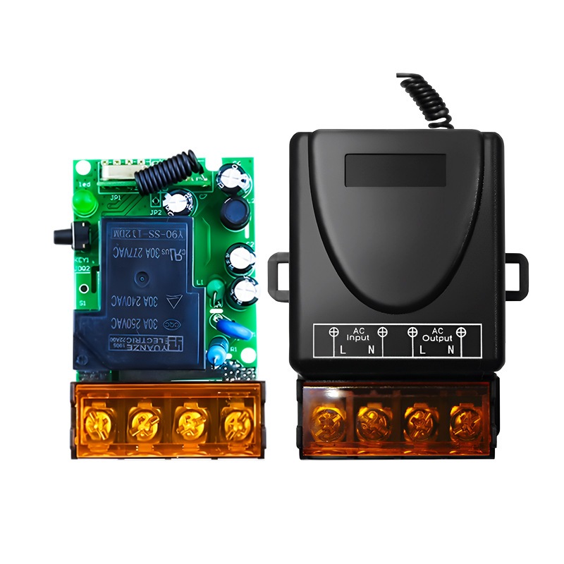 Bộ công tắc bật tắt máy bơm,động cơ từ xa 100m RF 30A, 220V công suốt 3000w, RF 433 MHz học lệnh 4 chế độ.