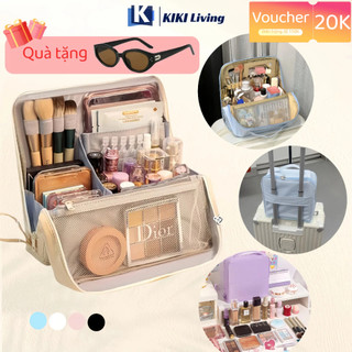 [Tặng kính râm] Túi đựng mỹ phẩm di động du lịch Da chống thấm nước từ tính chống bẩn có thể đứng lên Dễ dàn