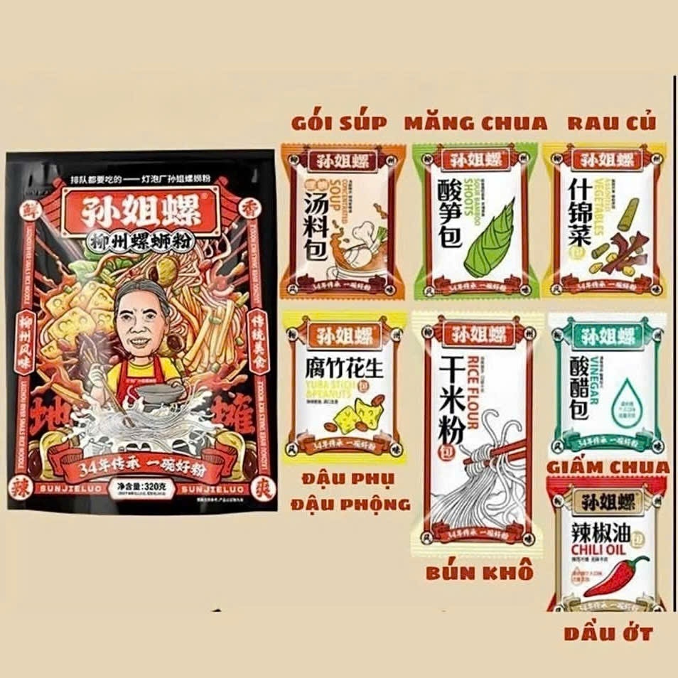 Combo 2 Gói Bún Ốc Bà Tôn – Hương Vị Đậm Đà Chính Gốc Sun Jieluo.s8