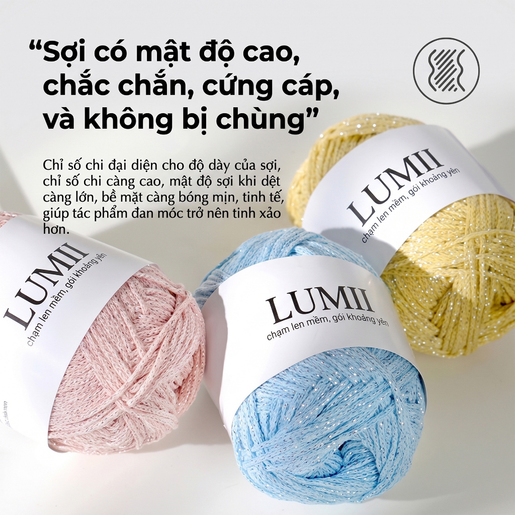Len cotton nhũ LUMII Sợi dệt lấp lánh blink blink chuyên đan móc túi xách