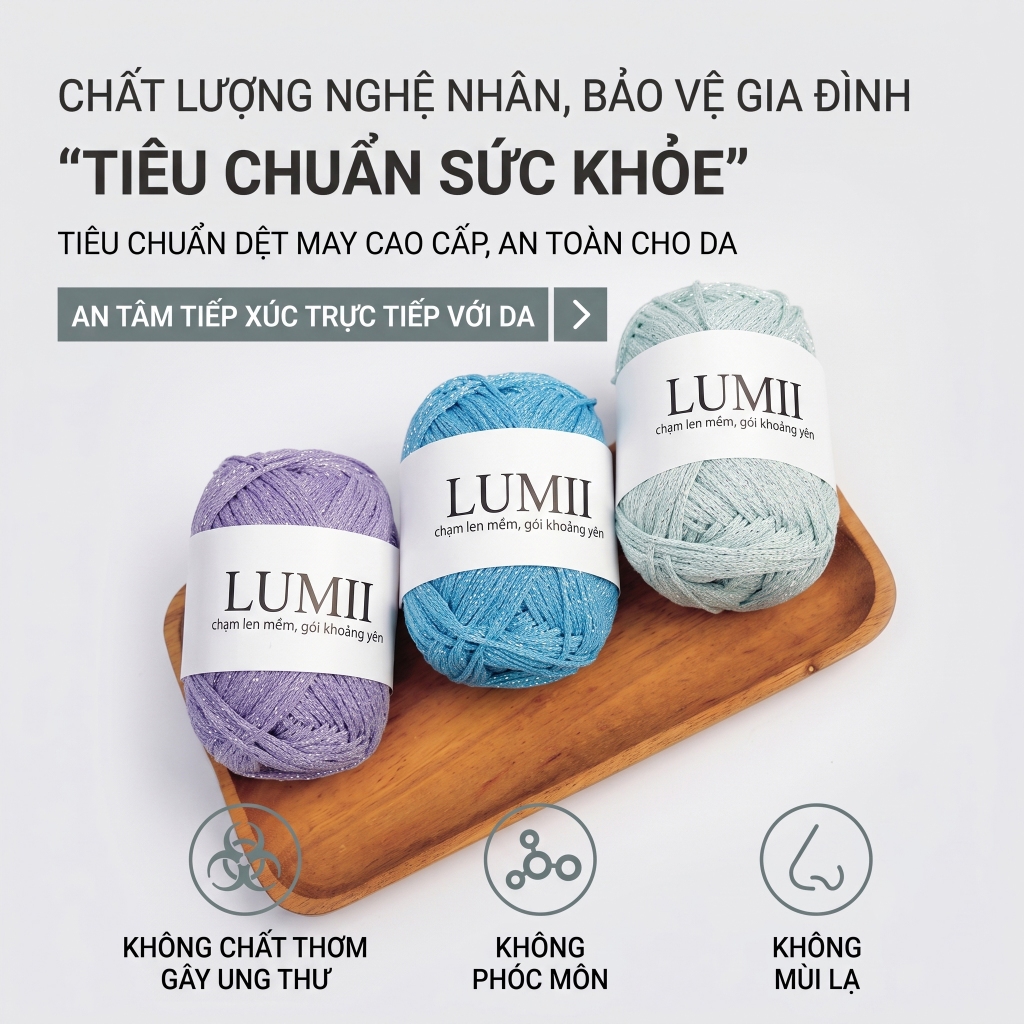 Len cotton nhũ LUMII Sợi dệt lấp lánh blink blink chuyên đan móc túi xách