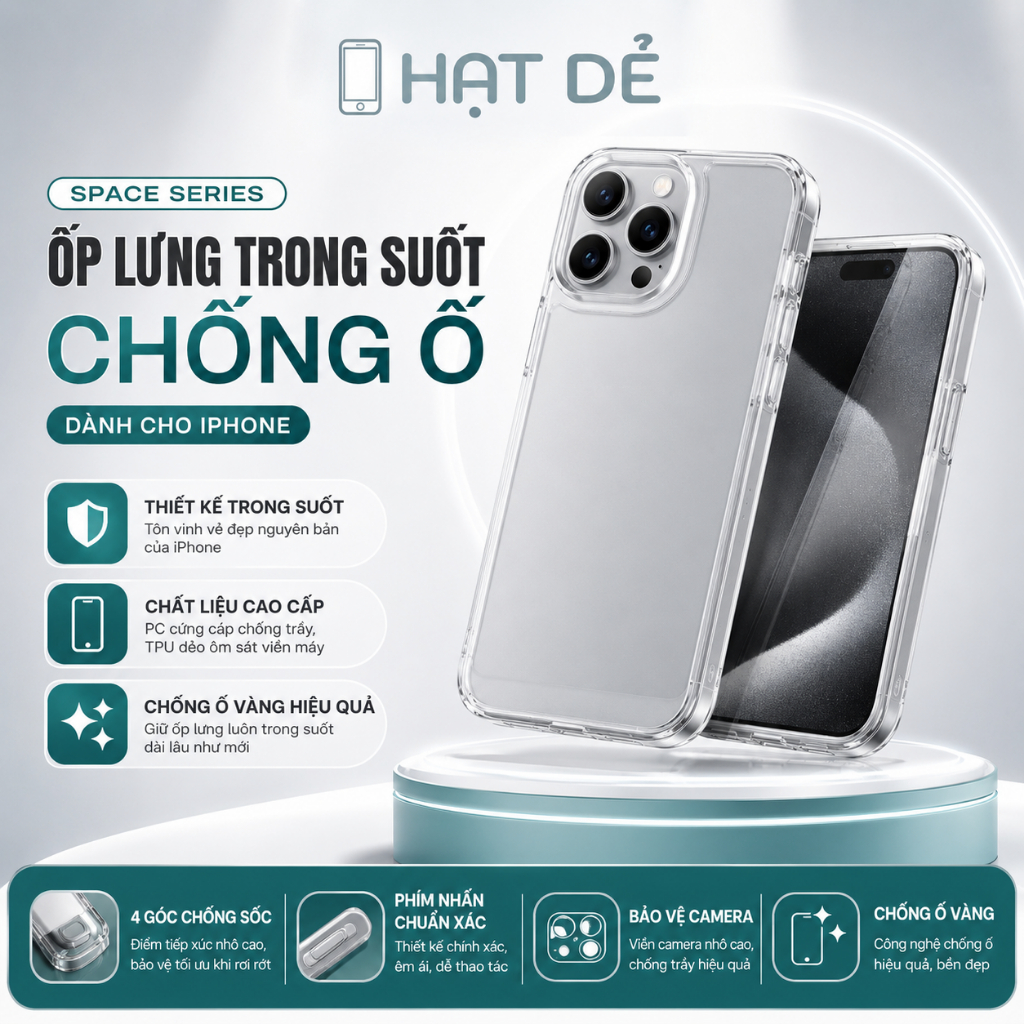 Ốp Trong Suốt Chống Ố Vàng, Viền Dẻo Dành Cho iphone 11/12/13/14/15/16/17/Pro/Plus/Pro Max