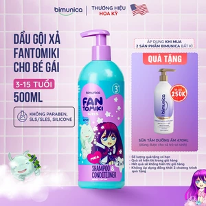 Dầu Gội Xả 2In1 Bimunica Fantomiki Cho Bé Gái Từ 3 Tuổi 500ml - Không Cay Mắt, Làm Sạch/Mềm Mượt