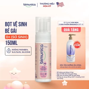 Bọt Vệ Sinh Vùng Kín và Mông Bé Bimunica 150ml - Cho Bé Gái 0 Tháng Tuổi, Siêu Mịn, Bảo Vệ Da
