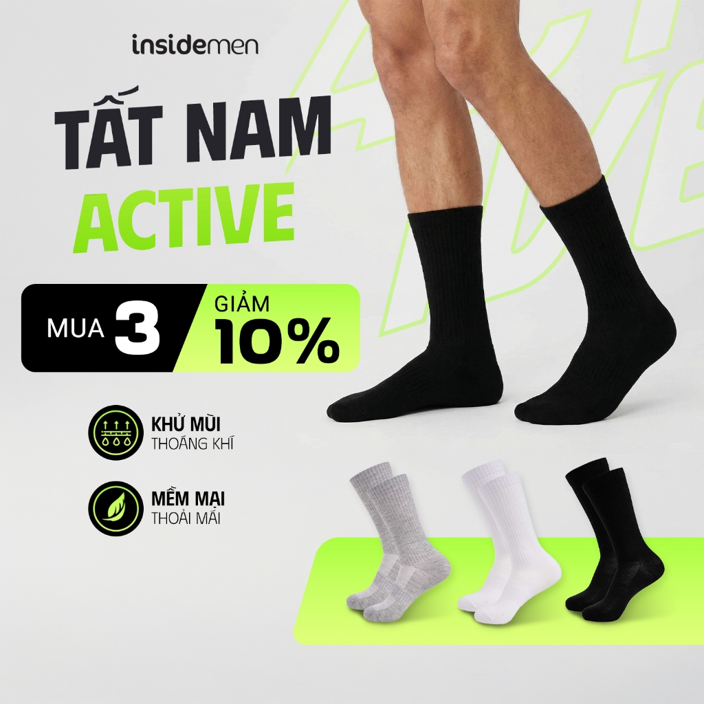 Tất nam Active cổ cao vải mesh thoáng khí, thoát ẩm nhanh Insidemen ISC012M0H0