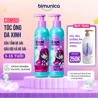 [COMBO TÓC ÓNG DA XINH] Sữa Tắm Bé Gái Và Dầu Gội Xả 2in1 Fantomiki 250ml Cho Bé Gái Từ 3 Tuổi
