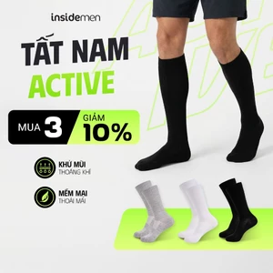 Tất nam Active dài đến gối Insidemen giữ ấm cơ bắp, lưới thoáng khí ISC013M0H0