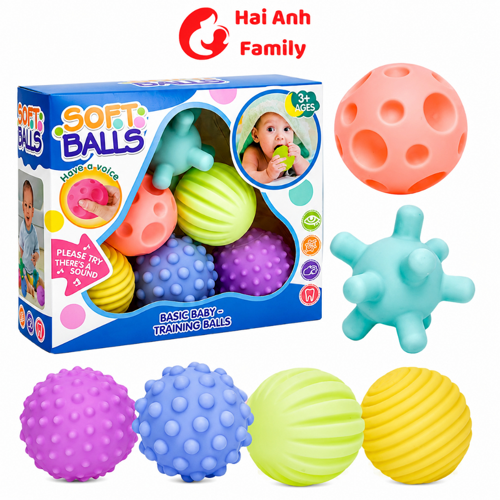 Bóng cho bé chơi, bóng xúc giác giúp phát triển xúc giác, thị giác, thính giác cho bé