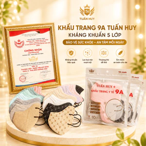 Khẩu Trang 9A Tuấn Huy- Kháng Khuẩn-Chống tia UV- Chống Bụi Mịn- Quai Đeo không Bị Đau Tai