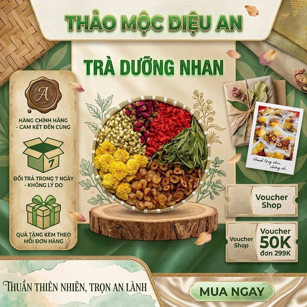 Trà Dưỡng Nhan Diệu  An - Thảo Mộc Đẹp Da, Mát Gan, Thanh Nhiệt, Giảm Mụn, Ngăn Ngừa Lão Hóa