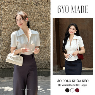 Áo polo nữ thun Bobby cao cấp GYOMADE® dây khoá kéo, co giãn 4 chiều đứng form thanh lịch | GA089