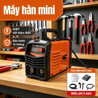 Máy hàn điện tử mini MMA120, hàn que 1.6-2.5mm Máy hàn dòng một chiều IGBT đảo chiều Gửi phụ kiện