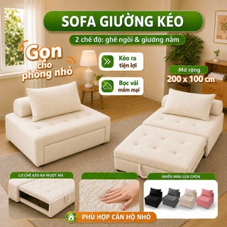 Ghế sofa giường gấp gọn thông minh, Giường sofa đa năng gấp gọn bọc lông cừu khung thép chắc chắn